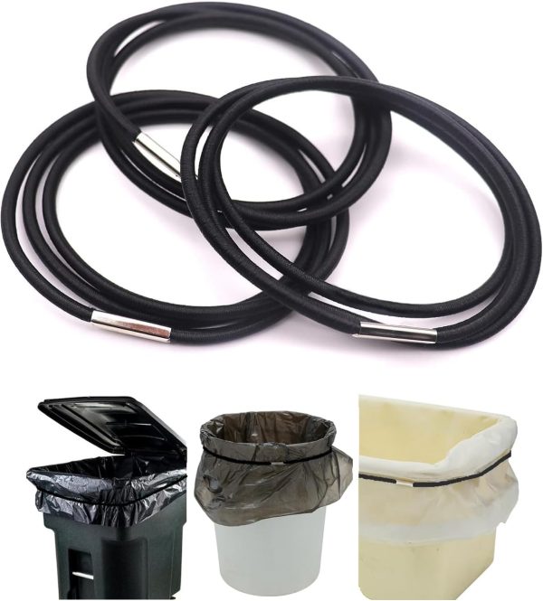 Garbage Can Bands Fits 13 to 30 Gallon Trash Cans, 3 Pack Durable Trash Can Bag Holder Bands with Strong Elasticity, Homewares Litter Box Bands Good for Home Office School, Trash Can Bands Set, Black