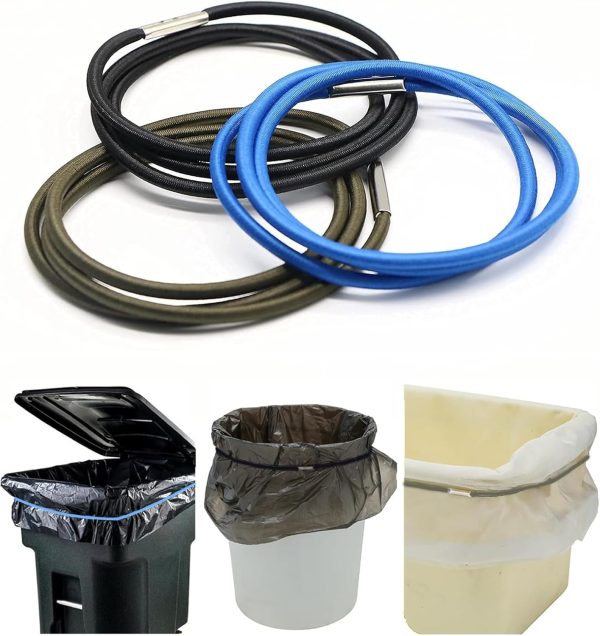 Trash Can Rubber Bands Set of 3, Black, Blue, Grey, Fits 13 to 30 Gallon Trash Cans,Homewares Colorful Litter Box Bands Good for Home Office School Indoor and Outdoor