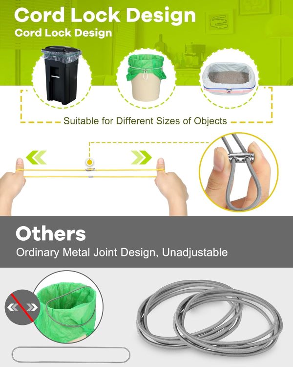 Garbage Can Bands  Design Adjustable Large Trash Can Rubber Bands Fits 8-33 Gallon Trash Cans Multifunction Bands Litter Box Bands for Kitchen Tables Picnic Party (Black,White,Grey) - Image 2