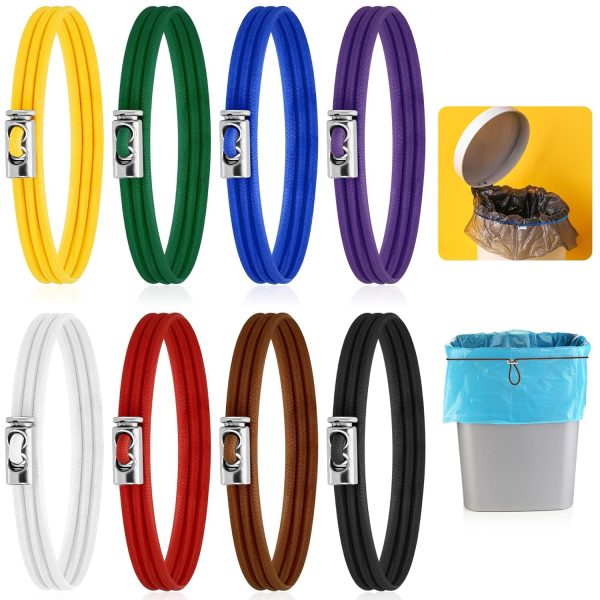 Set of 8 Garbage Can Bands Adjustable Large Garbage Can Rubber Bands Cord Fits 8 to 33 Gallon Multifunction for Kitchen Tables Picnic Party (Bright Colors)