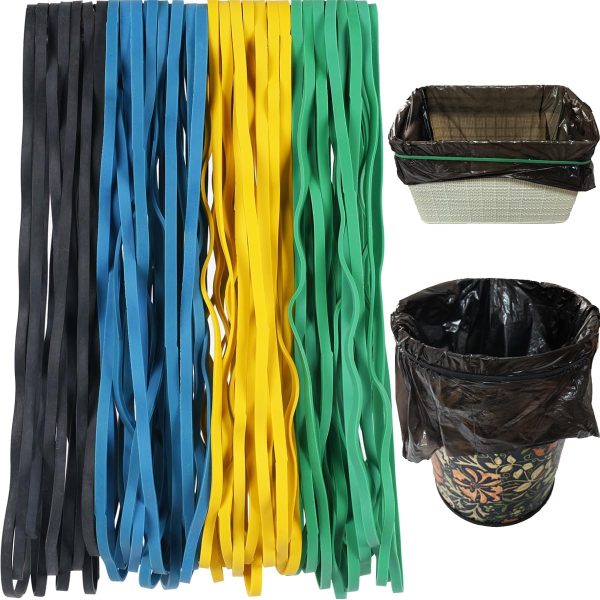 Trash Can Bands Rubber Bands Large Flat Fold Length 12inch 40 Pieces Fits 8-33 Gallon Trash Cans Heavy Duty Elastic Rubber Bands for File Folders Office Home Supplies