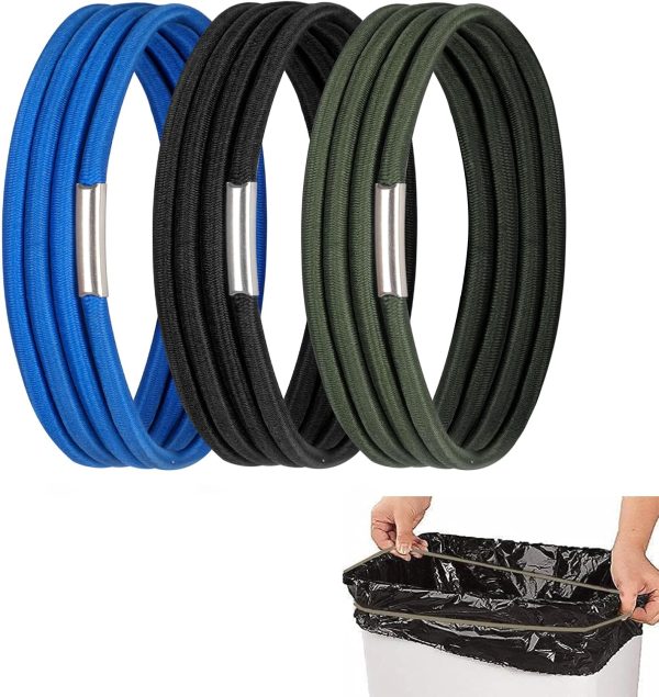Trash Can Rubber Bands, Fit 13-30 Gallon Garbage Can, Set of 3 Elastic Trash Can Bands Heavy Duty for Kitchen Bathroom, Garbage Bin & Litter Box Bands to Keep Trash Liners in Place, Durable