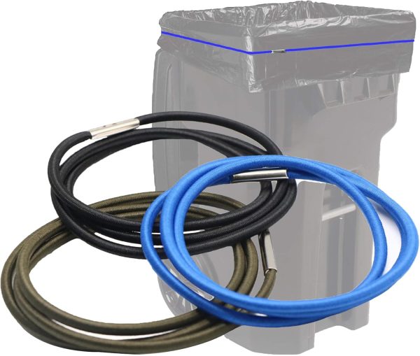 Large Trash Can Rubber Bands, 3 PCS Trash Can Bands Trash Rubber Bands for 55, 65, 96 Gallon Garbage Cans, Durable Trash Bag Bands Elastic Bands to Hold Trash can Bags in Place (Black+Blue+Olive Green)