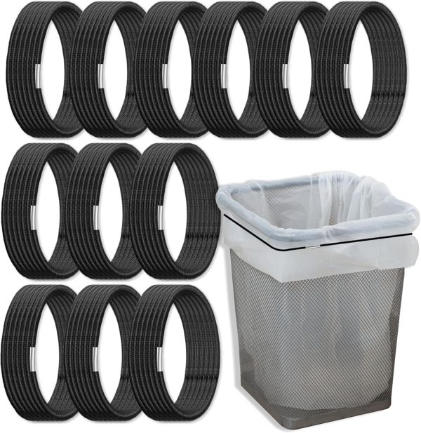 12Pcs Trash Can Bands for 13-30 Gallon Garbage Can 4.7Ft Rubber Trash Bag Holder Durable Elastic Trash Can Bungee for Home Kitchen School Office Indoor Outdoor