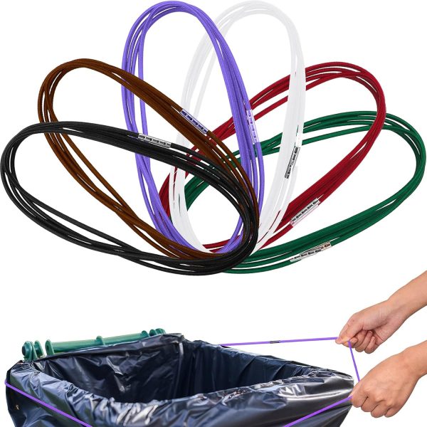 6 Pieces Trash Can Rubber Bands for 60-98 Gallon Garbage Cans Perimeter from 102 Inches to 150 Inches, 6 Colors(Round)