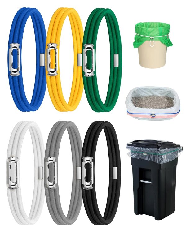 Garbage Can Bands  Design Adjustable Large Trash Can Rubber Bands Fits 8-33 Gallon Trash Cans Multifunction Bands Litter Box Bands for Kitchen Tables Picnic Party